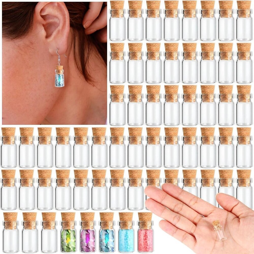 200 Pieces 1ml Tiny Mini Glass Jars Bottles with Cork Stoppers Small Clear Vials